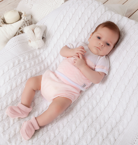 Conjunto Bebé Eli manga corta con ranita 100% algodón (Verano)