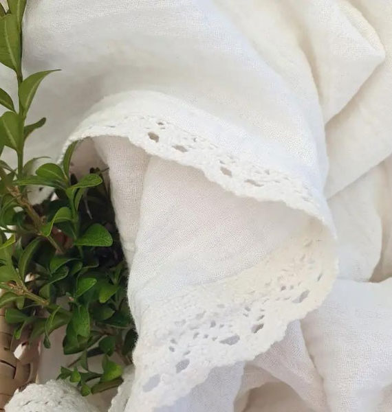 Muselina encaje 100% algodón orgánicco