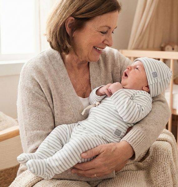 Conjunto de Ropa para Bebé 3 Piezas | Gorro, Camiseta Kimono y Polaina con Pies a Rayas Beige y Grises Unisex