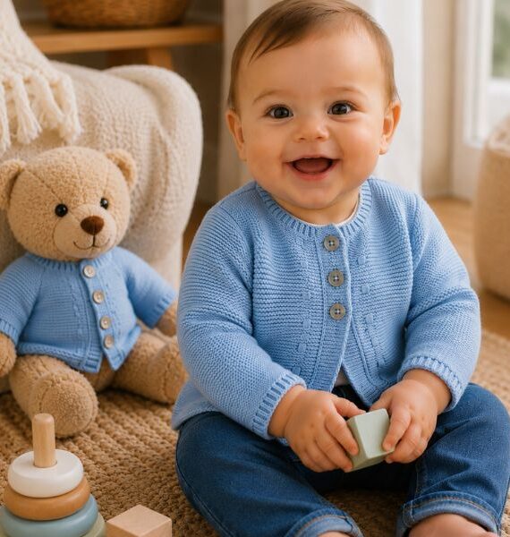 Chaqueta de punto  con bodoques para bebé  ( Invierno)