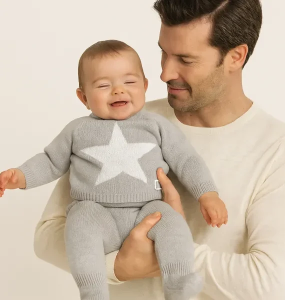 Conjunto de punto gris estrella para recién nacido