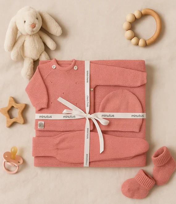 Pack 4 Piezas ALGODON ORGÁNICO 100% - Manta, Jubón, Polaina y Gorro kyr