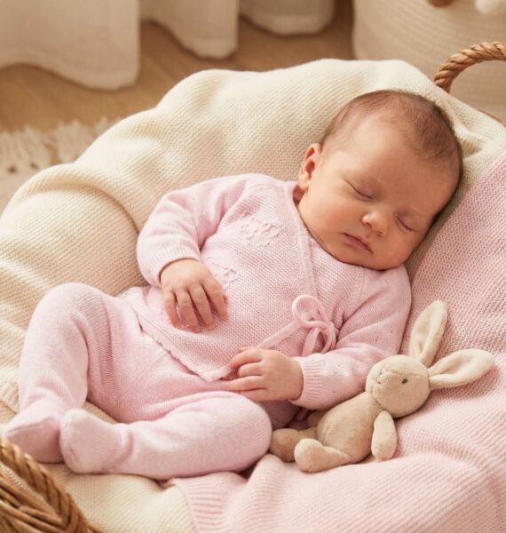 Conjunto punto para recién nacido rosa pastel 100% algodón