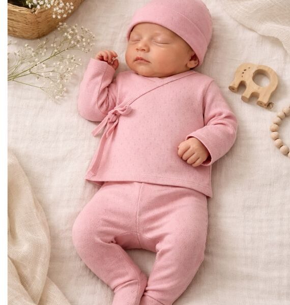 Conjunto Newborn de Algodón en Punto Calado 100 % Algodón ( 3 piezas)