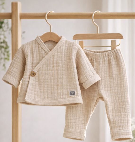 Conjunto de Dos Piezas "Nube Arena" – Algodón Gofre Premium