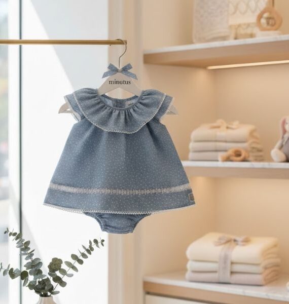 Vestido Bebé Aura  con braguita 100% Algodón