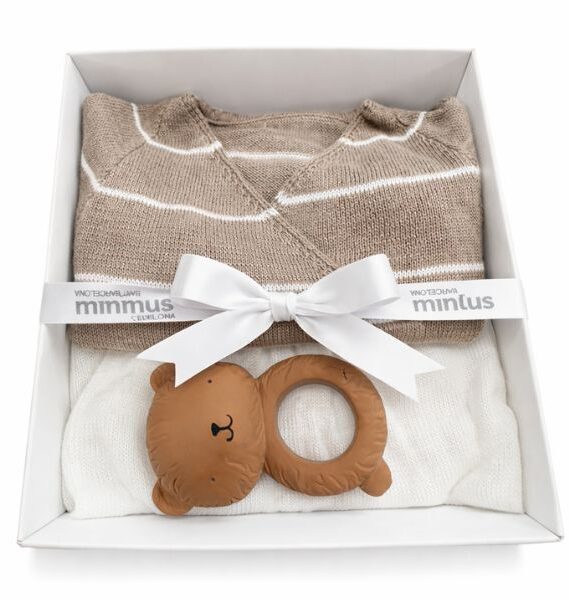 Pack Regalo Bebé 3 Piezas Jubón , polaina corta y mordedor