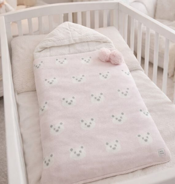 Saco de punto para recién nacido – Ositos Rosa Empolvado