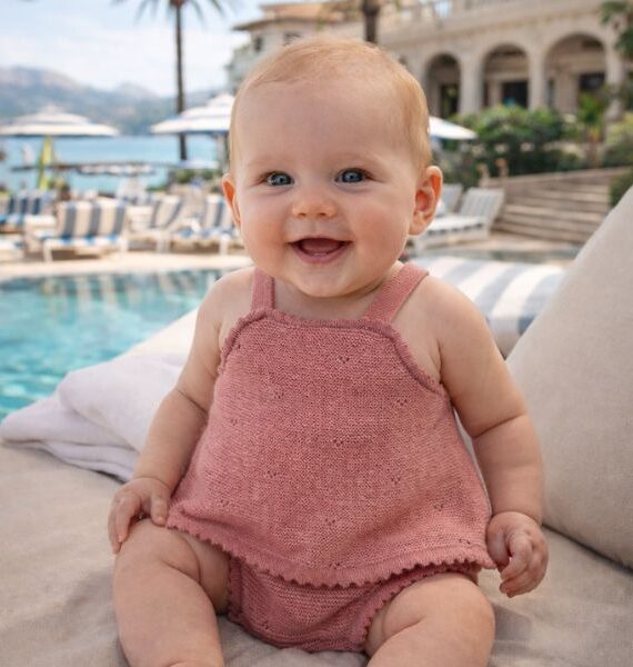 Vestido corto de punto con cubrepañal para bebé – Algodón suave