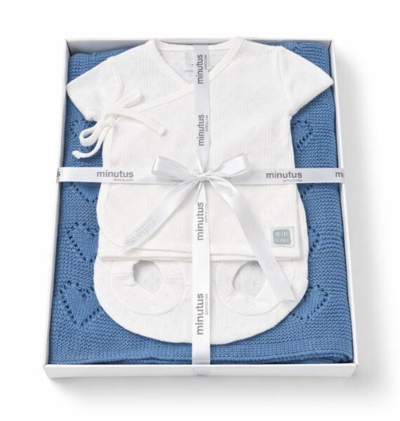 Pack regalo bebé primera puesta con mantita | Jubón manga corta + ranita en algodón orgánico  Cuore