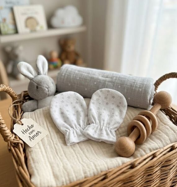 Manoplas Recién Nacido – Estrellitas Gris Soft