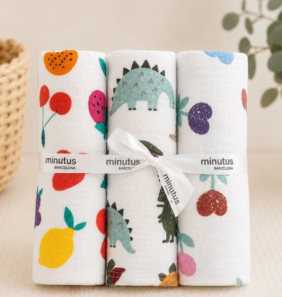Pack de 3 Muselinas para Bebé 100 % Algodón