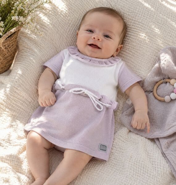 Vestido de Punto en Malva y Crudo 100 % Algodón