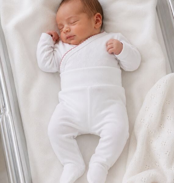 Conjunto Primera Puesta Recién Nacido – Body Cruzado y Polaina con Pie